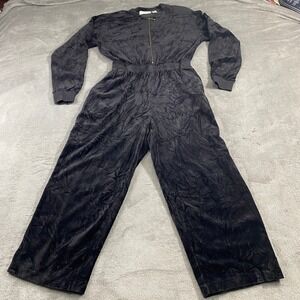 VTG C.Webb Co Black Velour Zipper Front Wide Leg Jumpsuit Women's XL Goth Casual